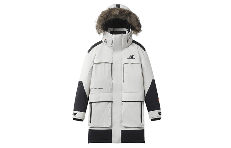 New Balance Reflective Hooded Down Jacket Off-White Winter Unisex NPA44023-BEI