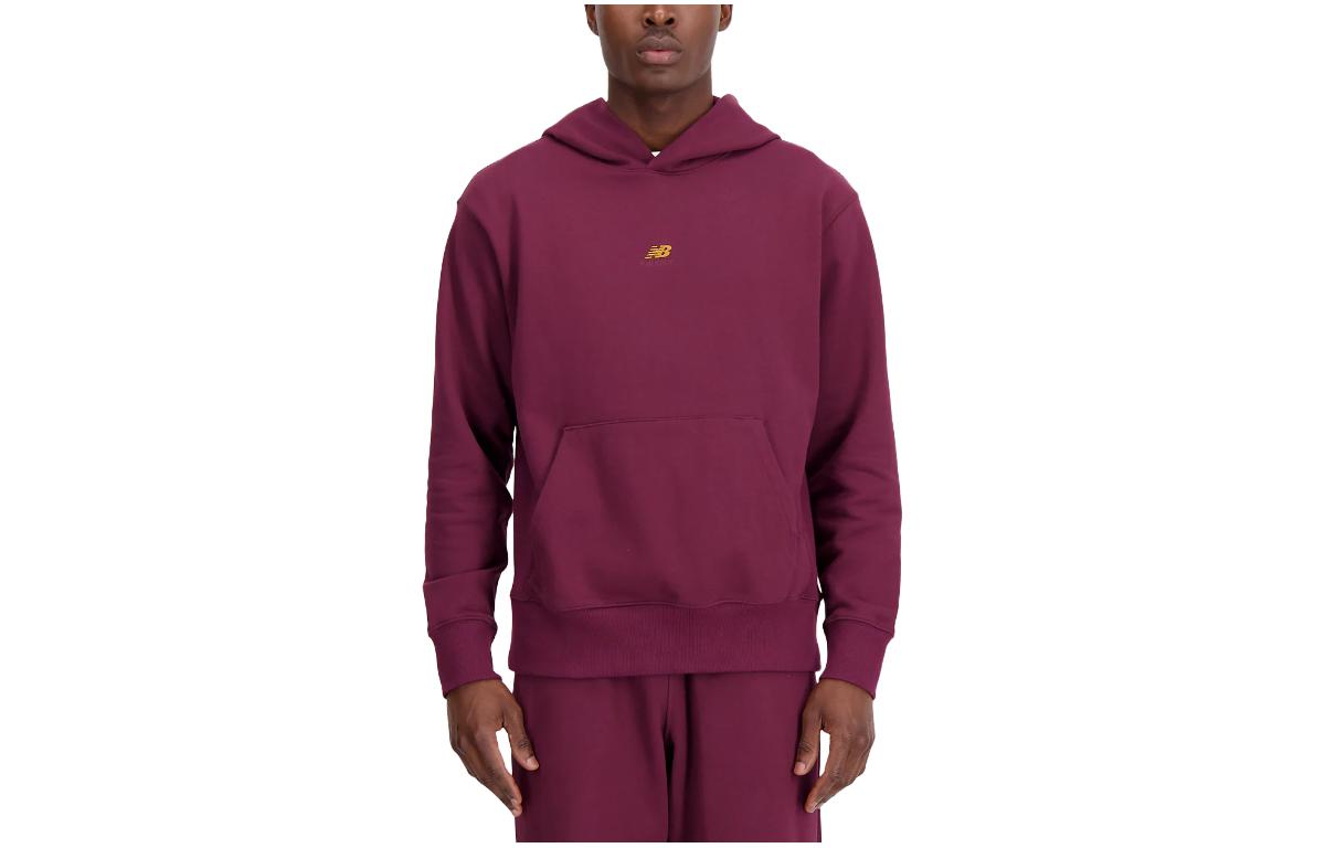 New Balance Remastered French Terry Hoodie Maroon Embroidered Logo MT31502-NBY