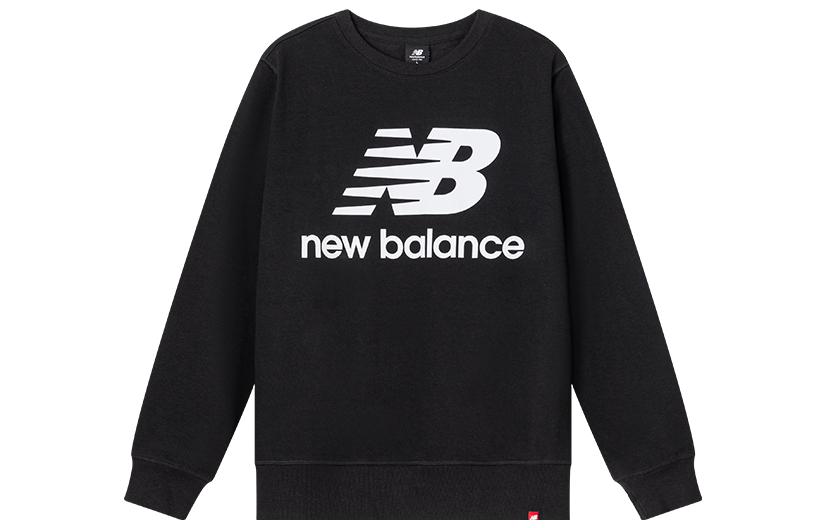 New Balance Retro Black Logo Pullover Crewneck Sweatshirt AMT03560-BK
