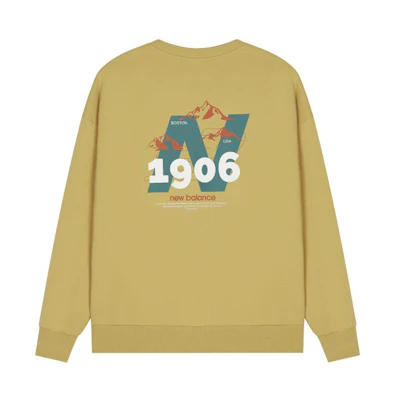 New Balance Retro Graphic Yellow Crewneck Sweatshirt Unisex AMT24370-BYC