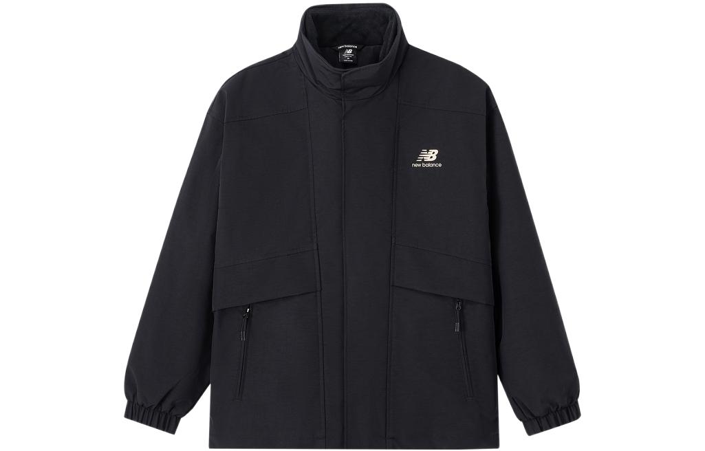 New Balance Retro Letter Logo Stand Collar Jacket - Black AMJ31305-BK