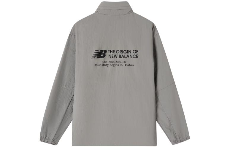 Lookbook 뉴발란스 레트로 레터 프린트 컬러블록 자켓 유니섹스 - 그레이 NAA6N013-GR
