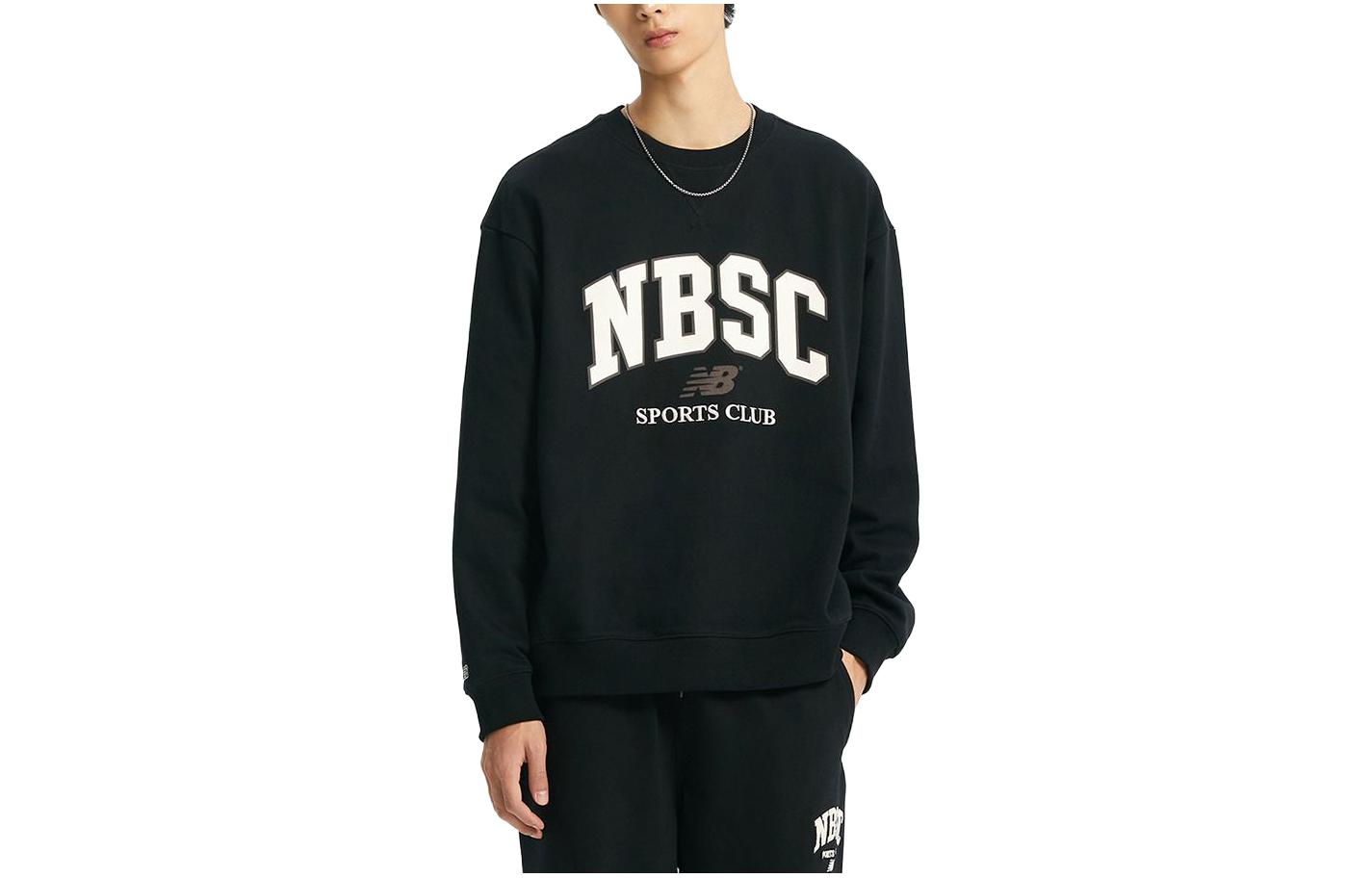 New Balance Retro Letter Print Crewneck Sweatshirt Black NBNCD31813-19
