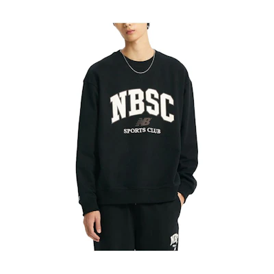 New Balance Retro Letter Print Crewneck Sweatshirt Black NBNCD31813-19