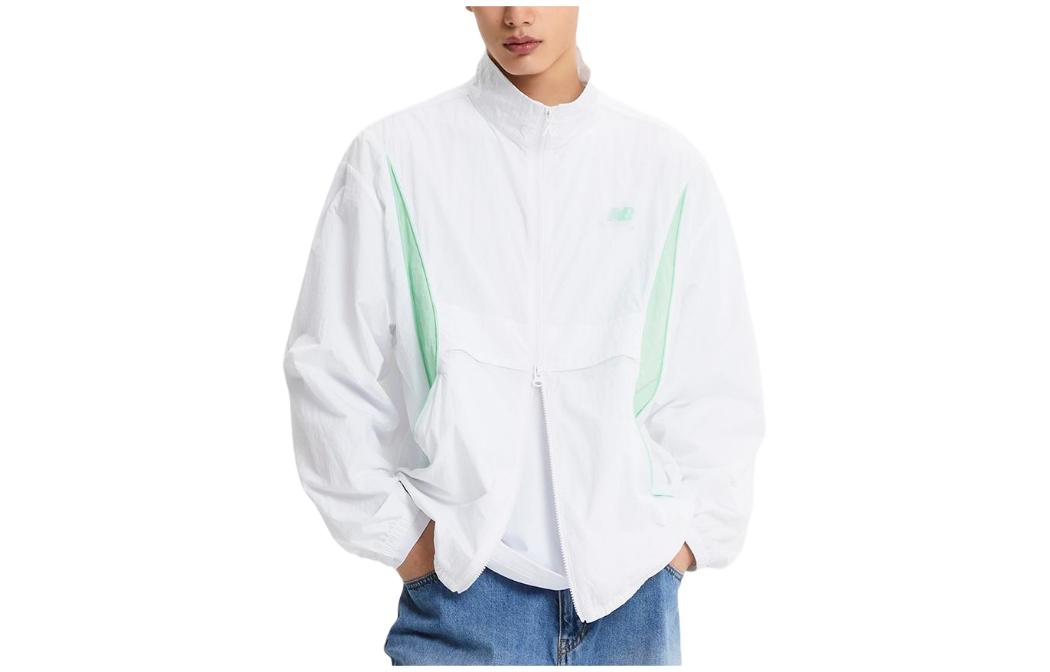 New Balance Retro Sport Colorblock High-Collar Zip Jacket Unisex - White NBNAE22413-10