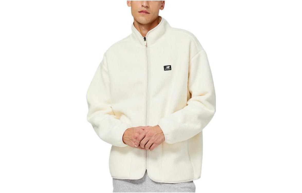 New Balance Retro Stand Collar Zip Jacket White with Logo Print MJ23551-AGA