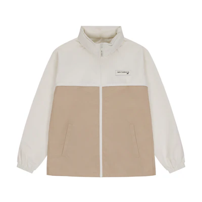 New Balance Retro Windproof Colorblock Jacket with Hood Khaki Unisex NAE11181-BEI