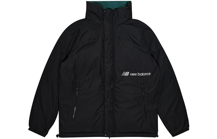 Shop New Balance 可雙面穿撞色拼接羽絨外套 男女款 黑/綠 NP943043-GRN