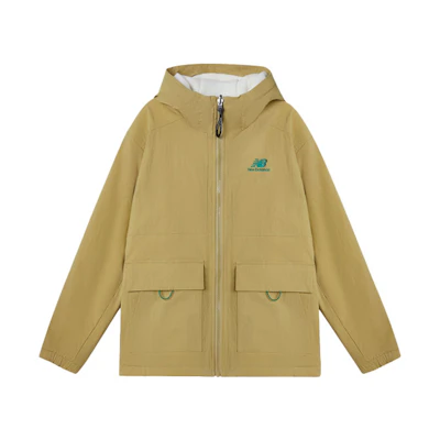 New Balance Reversible Hooded Jacket Brown with Embroidered Logo AMJ11305-BEI