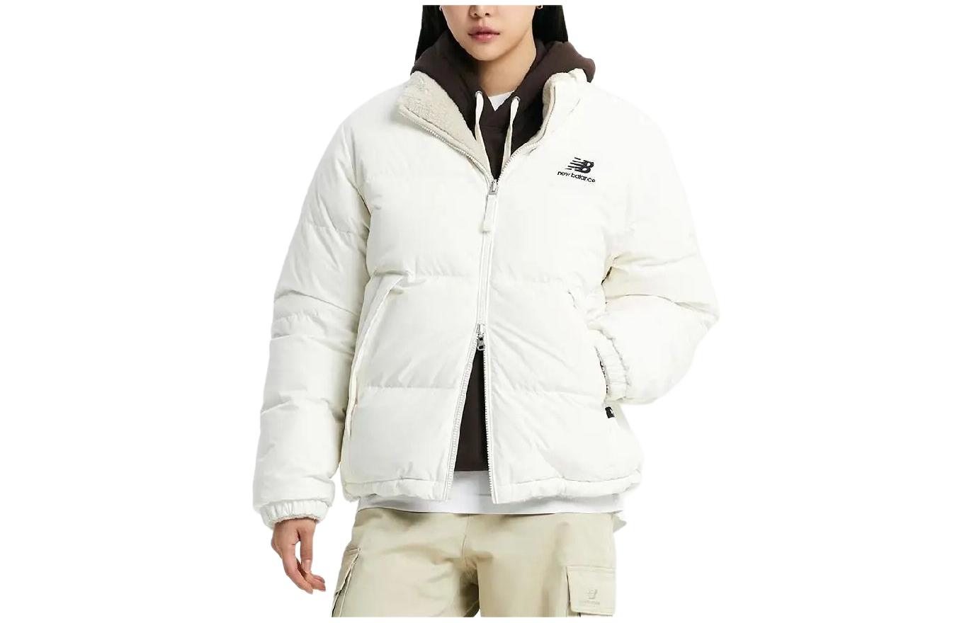 New Balance Reversible Lettering Zip-Up Jacket Cream White Unisex NBNPD42973-64