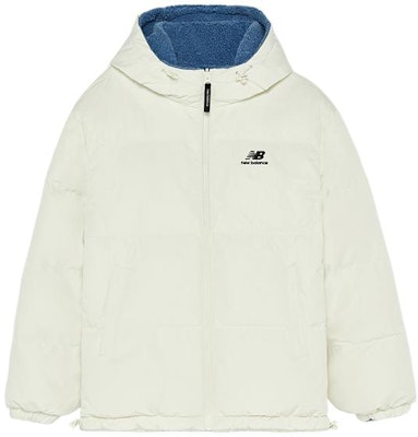 New Balance Reversible Logo Print Zip-Up Hooded Puffer Jacket White Unisex. 5PC44733-IV Order New Balance Reversible Logo Print Zip-Up Hooded Puffer Jacket White Unisex. 5PC44733-IV