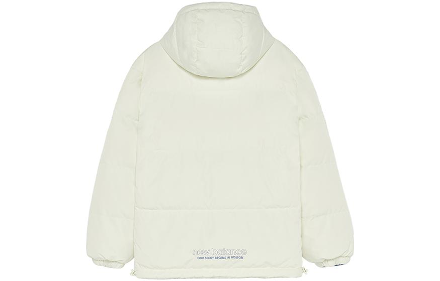 Lookbook New Balance Reversible Logo Print Zip-Up Hooded Puffer Jacket White Unisex. 5PC44733-IV