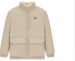 New Balance Reversible Thick Fleece Jacket Beige - Unisex Warm Dual-Sided Coat 6DC43783-CRE New Balance Reversible Thick Fleece Jacket Beige - Unisex Warm Dual-Sided Coat 6DC43783-CRE