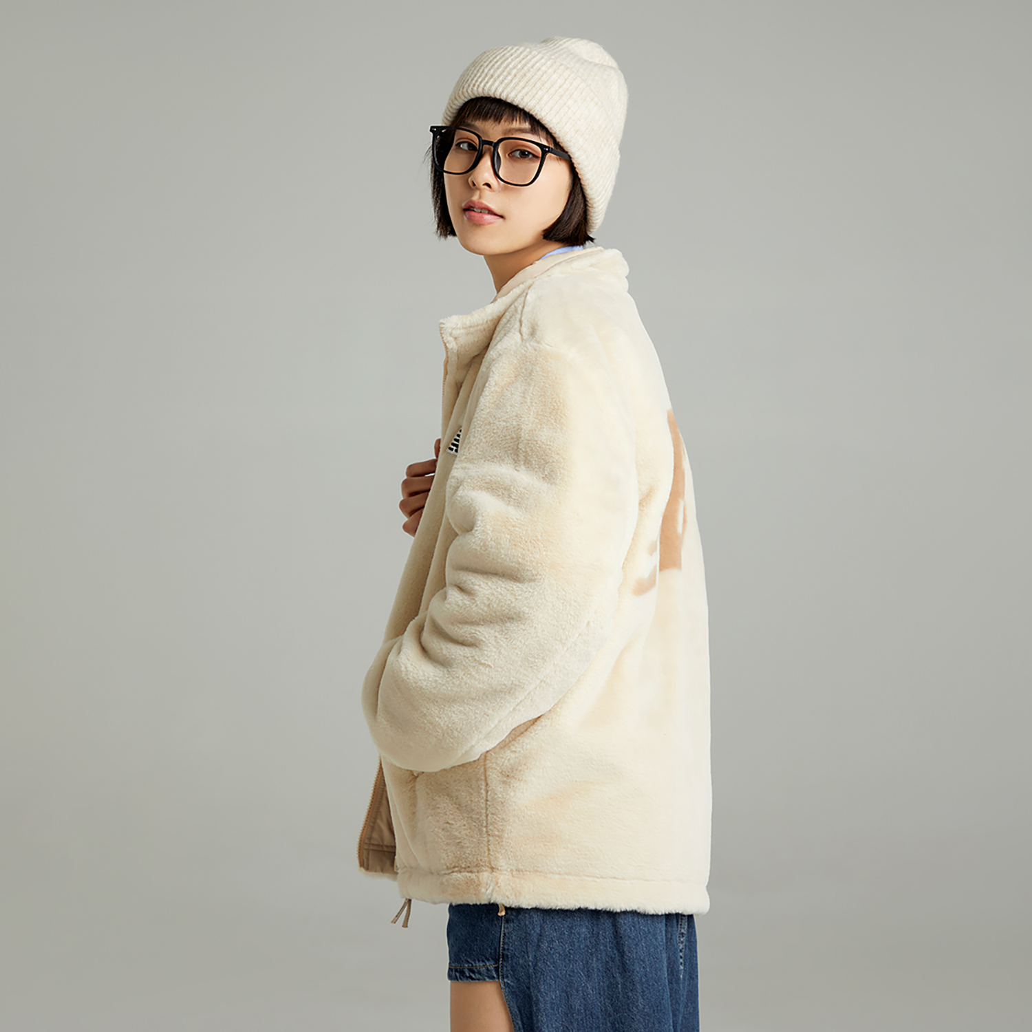 New Balance Reversible Thick Fleece Jacket Beige - Unisex Warm Dual-Sided Coat 6DC43783-CRE 圖 11