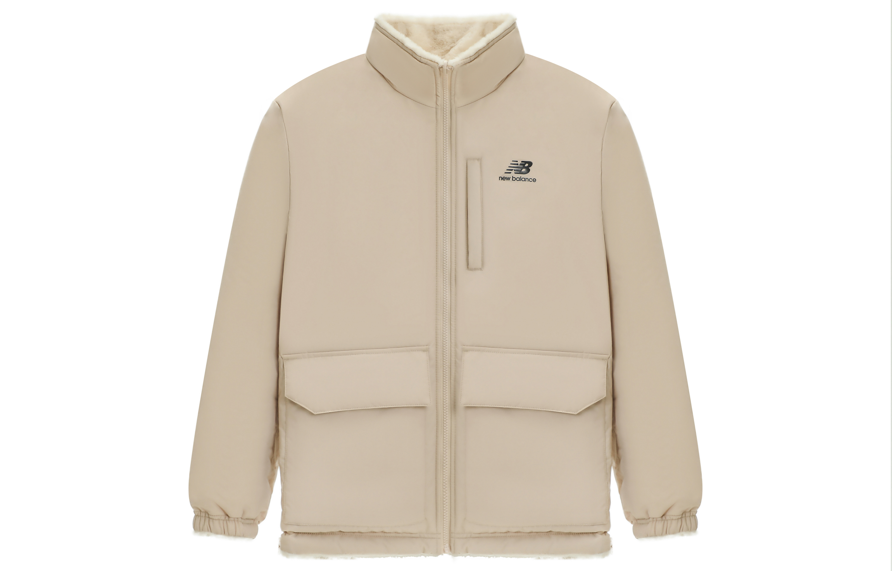New Balance Reversible Thick Fleece Jacket Beige - Unisex Warm Dual-Sided Coat 6DC43783-CRE 圖 2