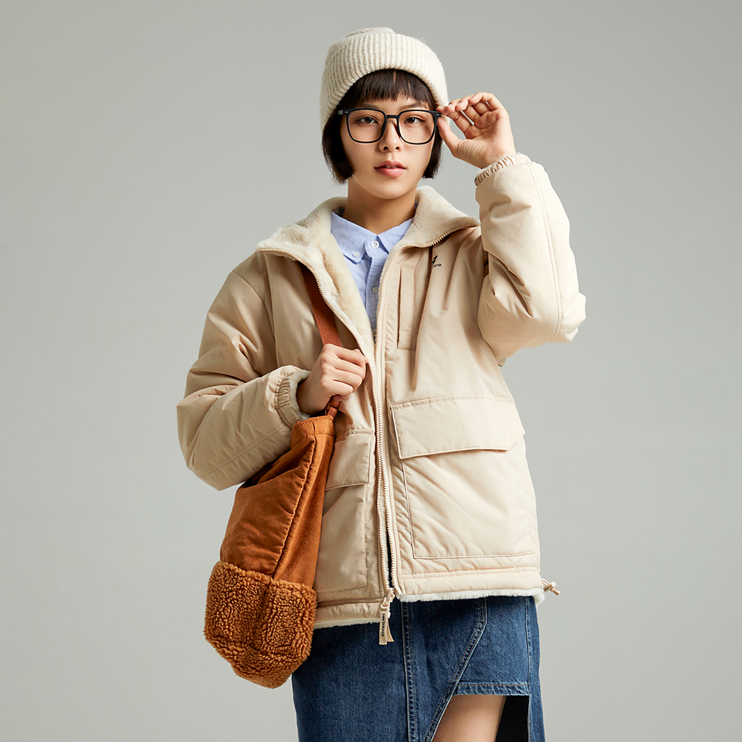 New Balance Reversible Thick Fleece Jacket Beige - Unisex Warm Dual-Sided Coat 6DC43783-CRE 圖 8