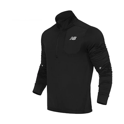 New Balance Run Grid Half-Zip Pullover Sweatshirt Black MT03255-BK