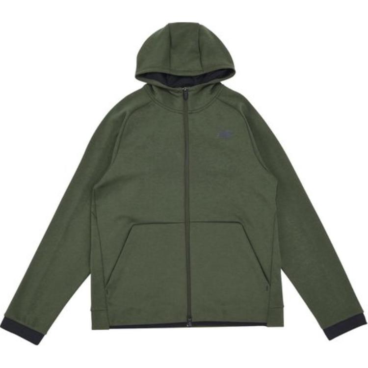 New Balance RW Tech Olive Green Full-Zip Fleece Hoodie Jacket MJ21178KOU