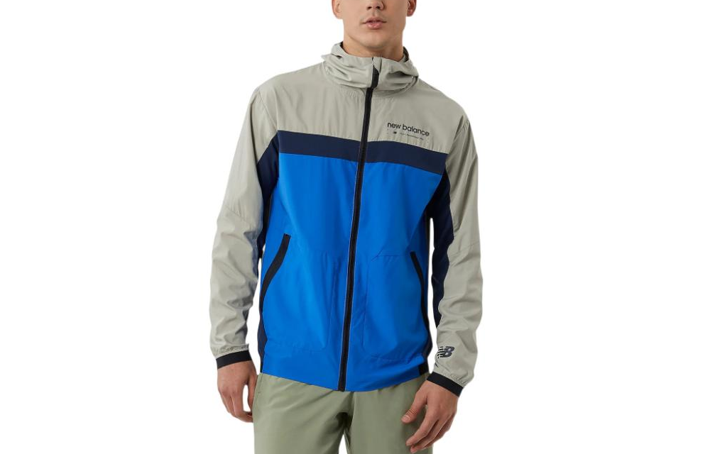 New Balance RWTech Color-Block Hoodie Jacket Blue - Casual Style AMJ21044-CO