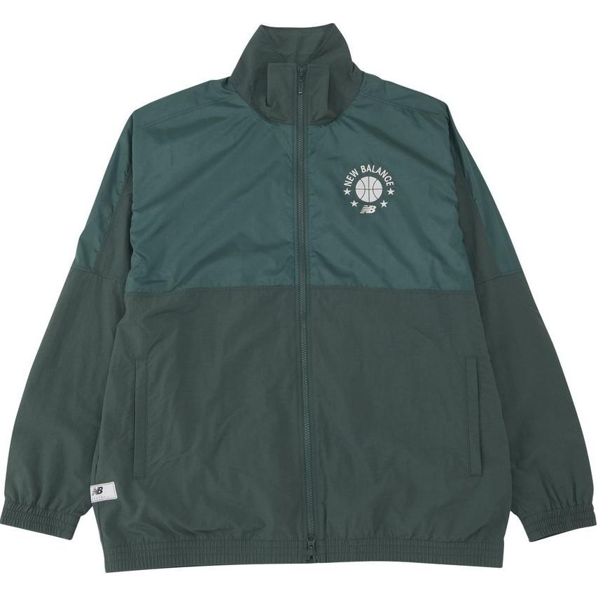 New Balance Slim-Fit Green Zip-Up Jacket with Logo Design AMJ35185-NWG
