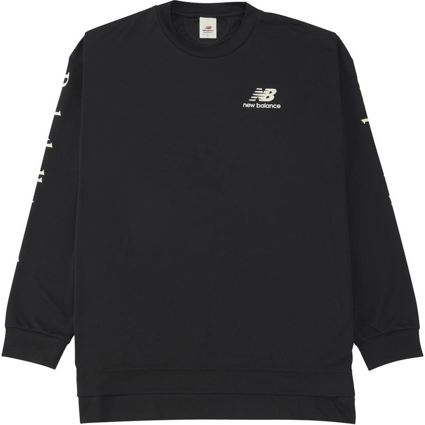 New Balance Slim-Fit Logo Crewneck Sweatshirt Black Long Sleeve AMT35181-BK