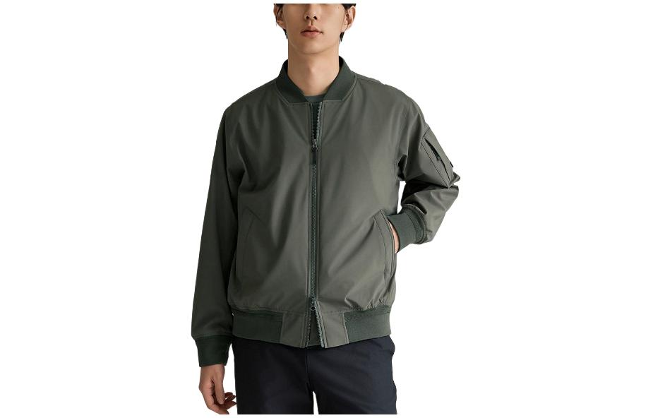 New Balance Slim Fit Khaki Zip-Up Bomber Jacket NBNAE12233-58