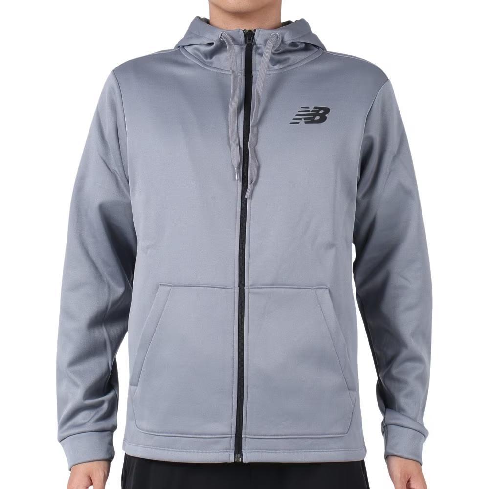 New Balance Slim Fit Letter Print Hoodie Jacket in Gray MJ23020-GNM
