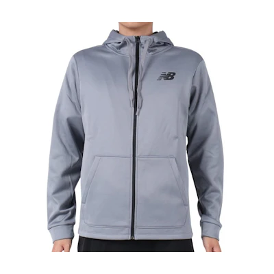New Balance Slim Fit Letter Print Hoodie Jacket in Gray MJ23020-GNM