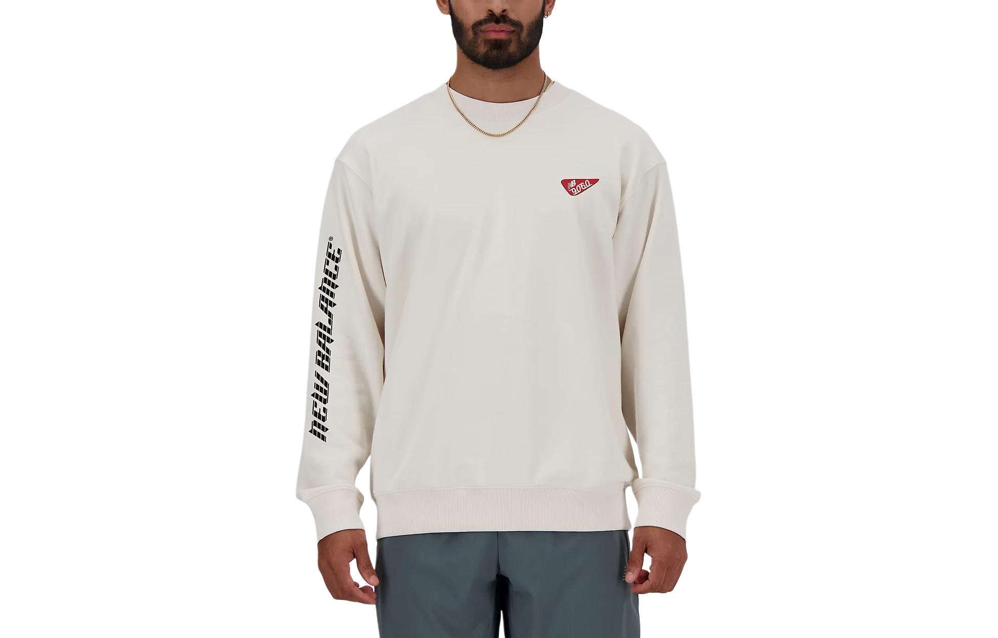 New Balance Sole Print Geometric Logo Long Sleeve Tee Crewneck Off-White MT41941-SST