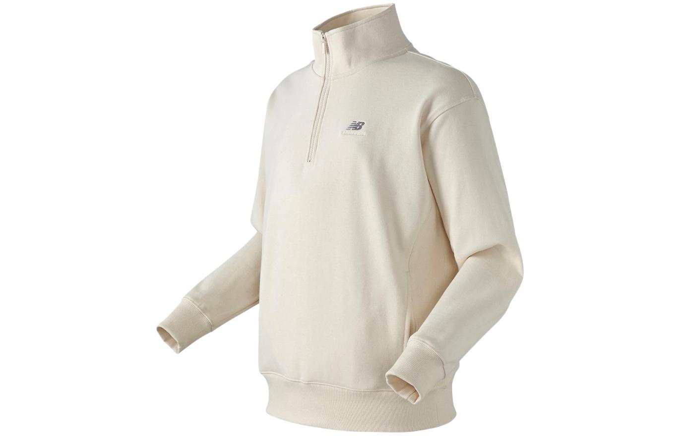 New Balance Solid Beige High-Neck Long-Sleeve Sweatshirt NBNCD2S011-35
