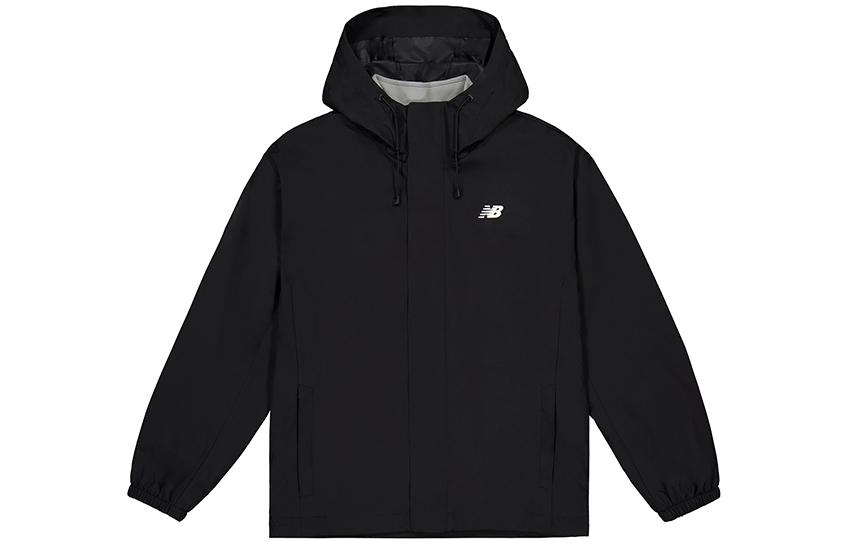 New Balance Solid Black Hooded Casual Woven Jacket NAE12041-BK