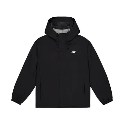 New Balance Solid Black Hooded Casual Woven Jacket NAE12041-BK