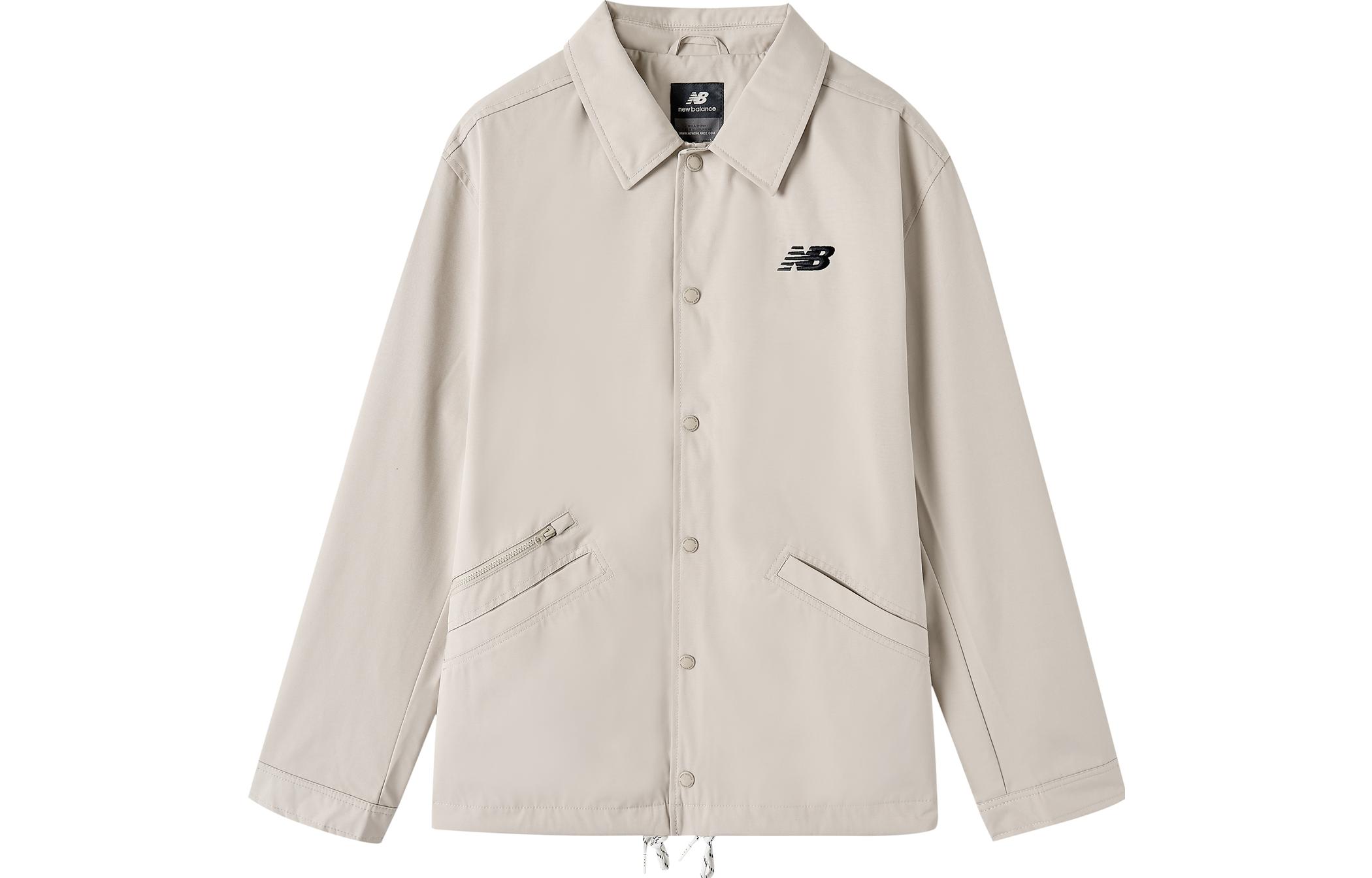 New Balance Solid Casual Collared Button-Up Shirt Jacket - White NAA13031-BEI