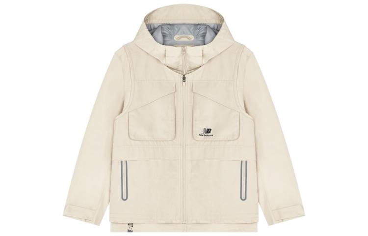 New Balance Solid Color Embroidered Logo Zip-Up Hoodie Beige Unisex 5AC37233-BEI