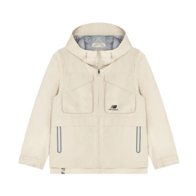 New Balance Solid Color Embroidered Logo Zip-Up Hoodie Beige Unisex 5AC37233-BEI