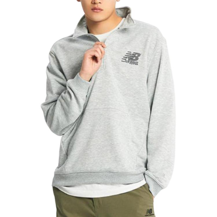 New Balance Solid Color Half-Zip Pullover Sweatshirt Grey NBNCD32843-AC