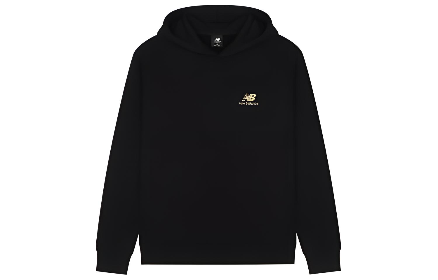 New Balance Solid Color Logo Hoodie Unisex Black Pullover AMT24369-BK