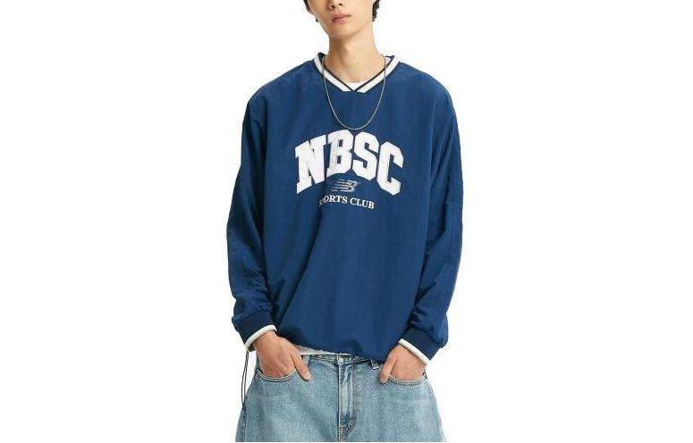 New Balance Solid Letter Print Pullover Sweatshirt Unisex Deep Blue NBNCD31313-52