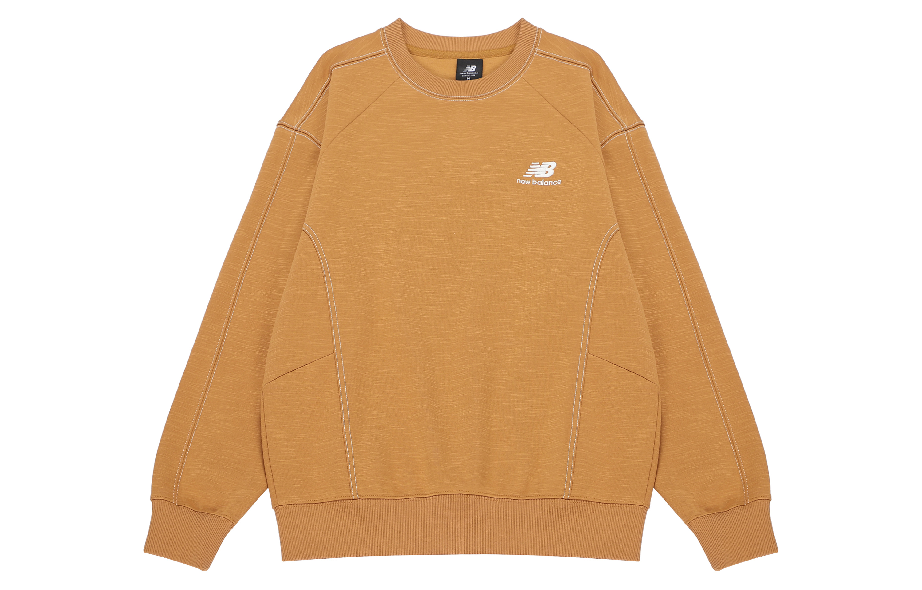 New Balance Solid Logo Brown Knit Pullover Hoodie for Men AMT23304-RIL