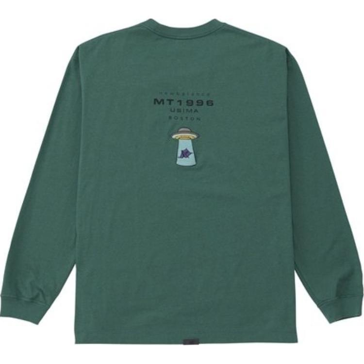 New Balance Solid Logo Crewneck Oversized Long Sleeve Sweatshirt Green AMT35114-ECS
