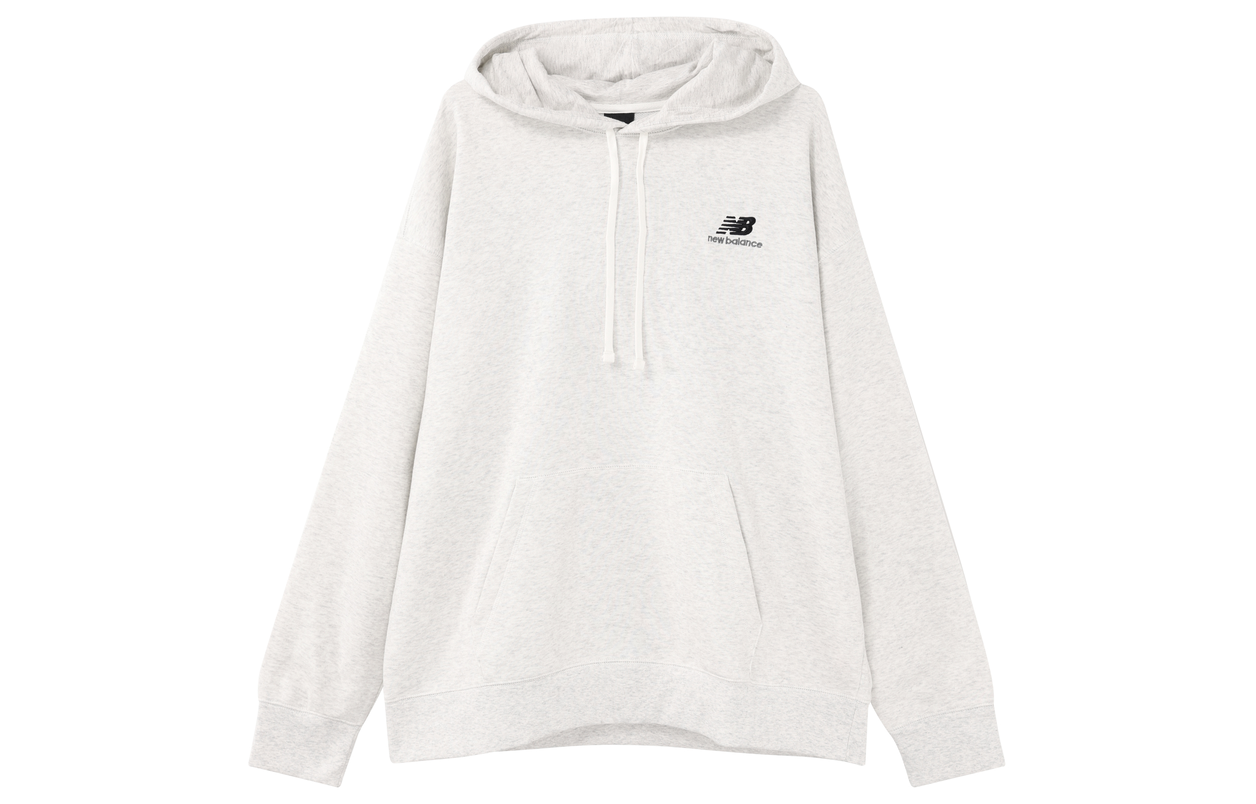 New Balance Solid Logo Embroidered Drawstring Hoodie Unisex Light Grey UT21500-SAH