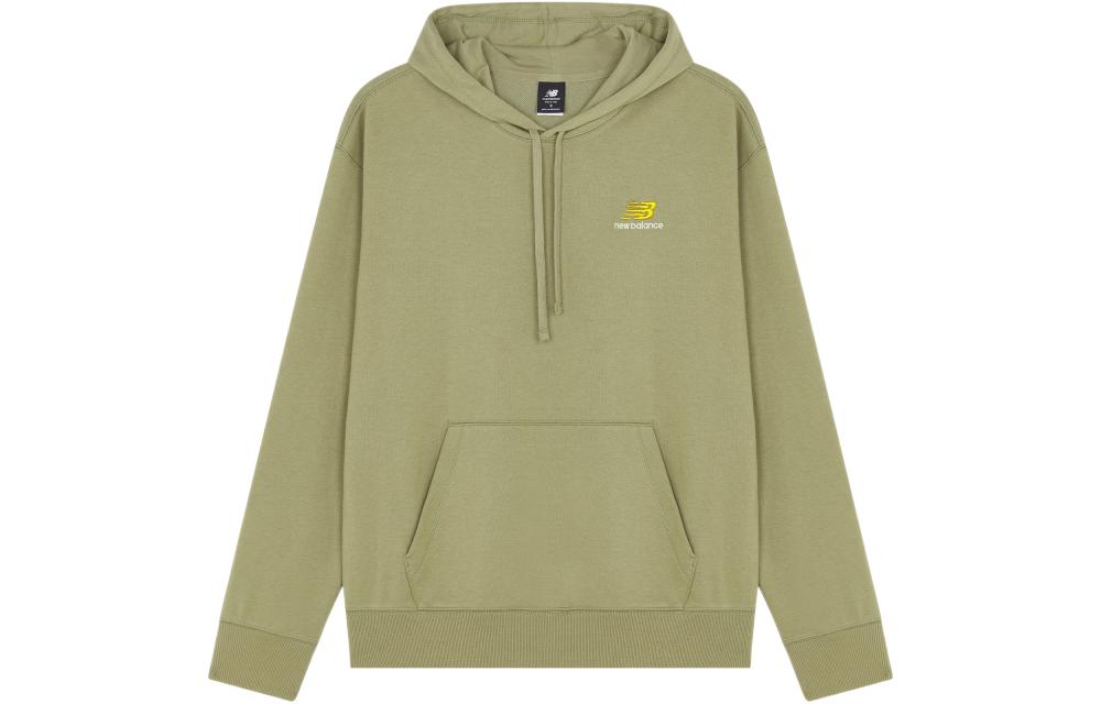 New Balance Solid Logo Embroidered Drawstring Hoodie Unisex Green UT21500-TCO