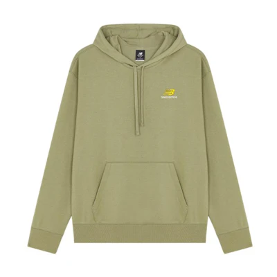 New Balance Solid Logo Embroidered Drawstring Hoodie Unisex Green UT21500-TCO