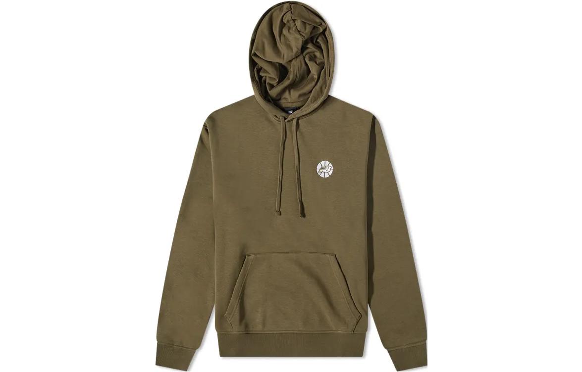 New Balance Solid Logo Embroidered Hoodie Olive Green MT23581-DMO