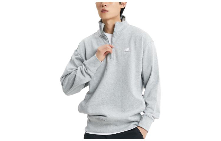 New Balance Solid Logo Half-Zip Pullover Sweatshirt Grey NBNCD4S121-15