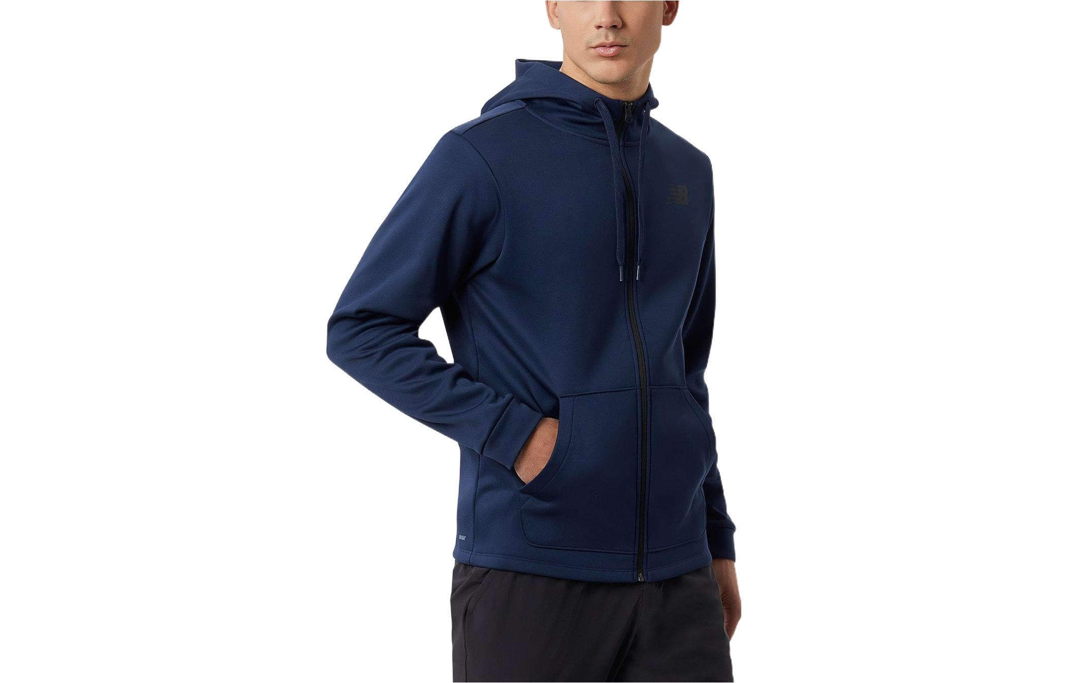 New Balance Solid Logo Zip Hoodie Jacket - Blue AMJ23020-NGO