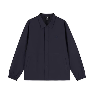 New Balance Solid Navy Button-Up Long Sleeve Jacket AMJ33360-ECL