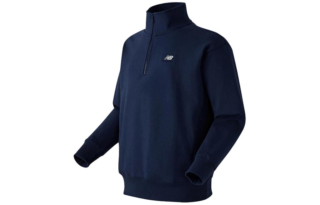 New Balance Solid Navy Stand Collar Logo Long-Sleeve Sweatshirt NBNCD2S011-59