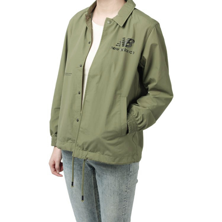 Sizing New Balance Jaket Track Unisex Hijau dengan Logo Solid Print dan Resleting NAA24013-KH