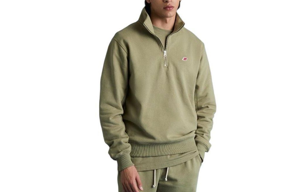 New Balance Solid Stand Collar Zip-Up Slim Fit Sweatshirt Green NBNCD4S101-40